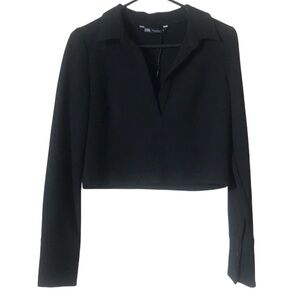 ZARA Black Collared V Neck